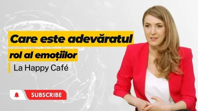 Andreea Giurgilă în sacou roșu, cu titlul „Care este adevăratul rol al emoțiilor”, la Happy Café