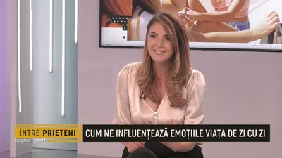Andreea Giurgilă în studioul Metropola TV, la emisiunea „Între Prieteni”, despre cum ne influențează emoțiile viața de zi cu zi