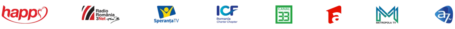 Logo-urile televiziunilor și radiourilor în care Andreea Giurgilă a răspuns public la întrebări despre coaching