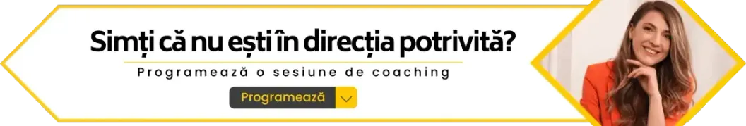 Banner «Simți că nu ești în direcția potrivită?»: programare la o sesiune de coaching