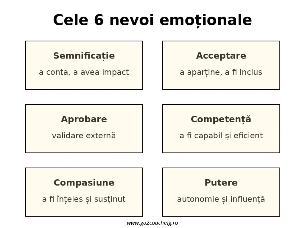 cele 6 nevoi emoționale model Hughes