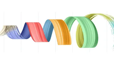 O spirală colorată din benzi de vopsea, simbolul dezvoltării în spirală