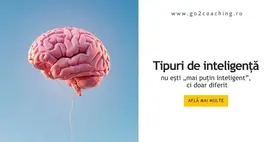 Creier roz plutind ca un balon pe cer albastru, coperta articolului despre tipurile de inteligență