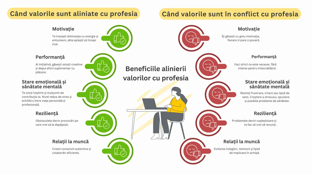 Valori personale aliniate sau în conflict cu profesia