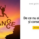 Persoană sărind peste o prăpastie simbolizând schimbarea, motivația și consecvența