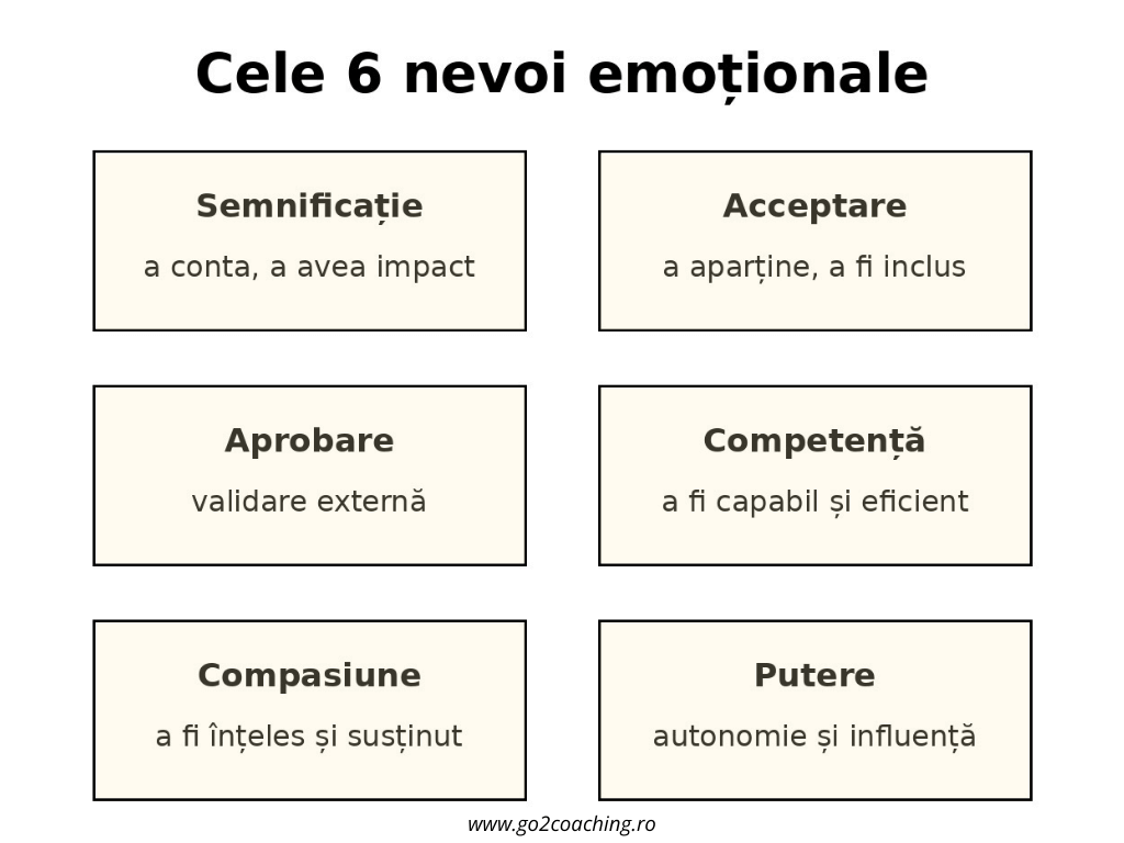 cele 6 nevoi emotionale model Hughes